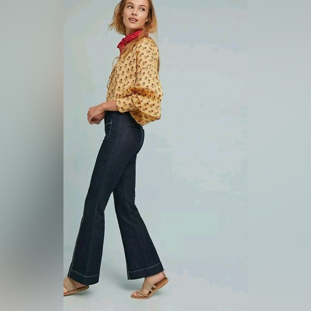 Anthropologie Pilcro and the Letterpress High-Rise Flare Jeans 27 Slim Sailor